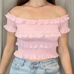 Light pink ruffle top